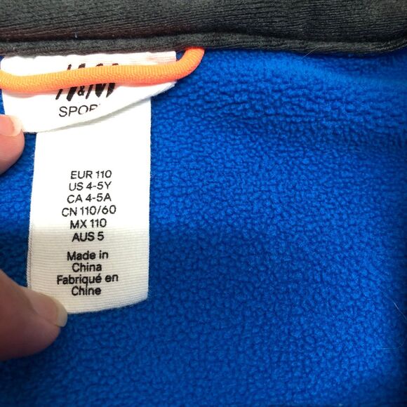 H&M softshell jacket w removable hood blue outdoors boys size 4-5 - Picture 3 of 6